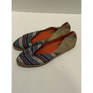Randa Shoes Womens Size 10 Multicolor Aztec Canvas Flats Slip On Comfort Loafer